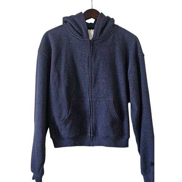 Fabletics Cropped Zip Up Hoodie Navy Blue Size L - Picture 1 of 5